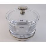 A 'Broadway' 925 hallmarked silver top and banded glass bowl with lid - hand blown and in original