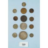 A quantity of North America coinage, some silver including USA braided hair cent 1849, Indian head