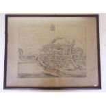 An 18th century engraved map of the city of Gloucester 'Gloster City Thos Brown Alderman' by J Kip -