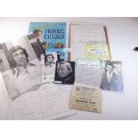 A group of ephemera relating to Frankie Vaughan including autograph