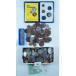 A quantity of coins including British, French etc