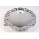 A small silver pie crust edge salver 17cm 193g