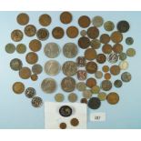 A quantity of coins including halfpennies, pennies, commemoratives, tokens etc - some silver content