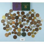 A box of GB and assorted world coins - 1800's on