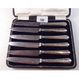 A set of six silver handled tea knives, Sheffield 1919, cased