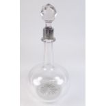A silver topped liqueur decanter and stopper by Hukin and Heath, Birmingham 1891 - 21cm high