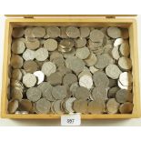 A wooden box containing 4.8 kilos of first issue cupro nickel decimal 50 pences - 1969 onwards -