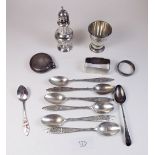 A group of assorted silver including pepperettes etc - 160g