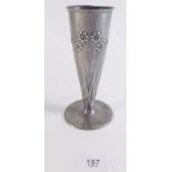 An Archibald Knox Tudric pewter vase with floral decoration No. 0821
