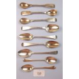 A collection of nine various silver teaspoons, mostly Georgian including three Irish spoons, 130g