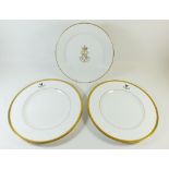 Two late 19th/early 20th century Minton plates with gilded borders, raised decoration and a cockerel