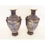 A pair of large Japanese vases with all over decoration- 150 x 80cm