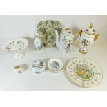 A group of porcelain ornaments including Coalport and Wedgwood