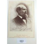 A carte de visite photograph of 20th American President James A Garfield 1831 - 1881 - assassinated