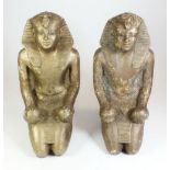 A pair of gilt finish composition Egyptian figures - 24cm tall