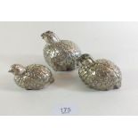 A novelty grouse form salt and pepper and sugar caster