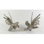 A pair of Italian silver plated fighting cocks