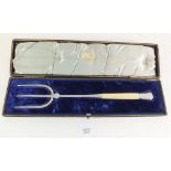 A late 19th century silver plated and ivory handled toasting fork