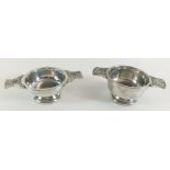 A pair of polished pewter Quaiches