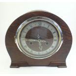 A 1930's oak mantel clock