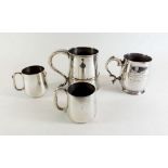 Four silver plated tankards - one with Isle of Man interest, the other with Cadbury of Ireland