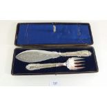 A pair of Victorian silver plated fish servers - boxed