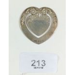 A heart form silver bookmark