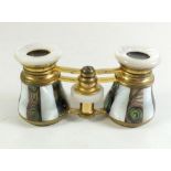 A pair of mother of pearl and abalone shell opera glasses