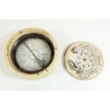 A 19th century ivory cased pocket sundial, compass and barometer - a/f