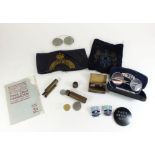 A box of collectables including military items etc