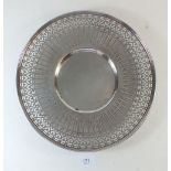 A Tiffany & Co silver dish with deep pierced border, 26.5cm diameter, 408g