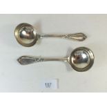 A pair of silver sauce ladles 16.5cm, London 1888, 188g