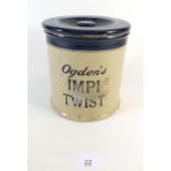 An Ogdens large shop stoneware tobacco jar 'Imp Twist'