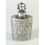 A French silver priests chrism (for anointing) with etched decoration - 7cm high