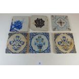 Six assorted 18th century Delft tiles