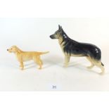 A Beswick Alsatian 'Champion Ulrica of Brittas' and a Beswick labrador