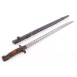 British 1907 Pattern Enfield bayonet by Wilkinson, 17¼ ins single edged fullered blade, metal