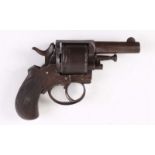 S58 9mm Belgian double action 6 shot revolver, 2 ins barrel, plain steel frame and cylinder, side