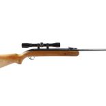 .22 BSA Airsporter underlever air rifle, open sights, beech stock (crack at wrist) with recoil