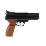 .177 BSA over lever air pistol, open sights, wood grips, no. AP03045 Purchasers Note: This Lot