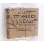 S2 10 x .577 Snider shot cartridges by Kynoch, scarce Purchasers Note: Section 2 licence required.