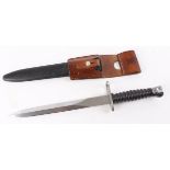 Swiss Stgw.57 bayonet, 9¼ ins double edged blade, composite grips, black plastic scabbard with