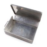 James Dixon & Sons pewter sandwich box, with double hinged lid, stamped 1911LL with trademark, 5½