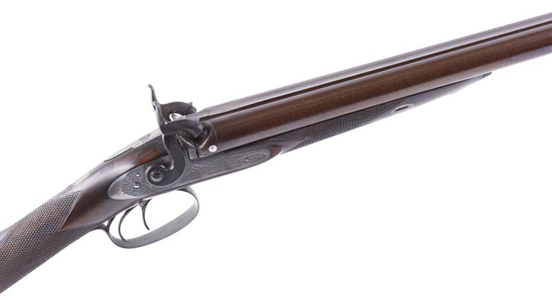 S58 12 bore Percussion double sporting gun by Westley Richards, 29½ ins brown damascus barrels, - Image 2 of 7