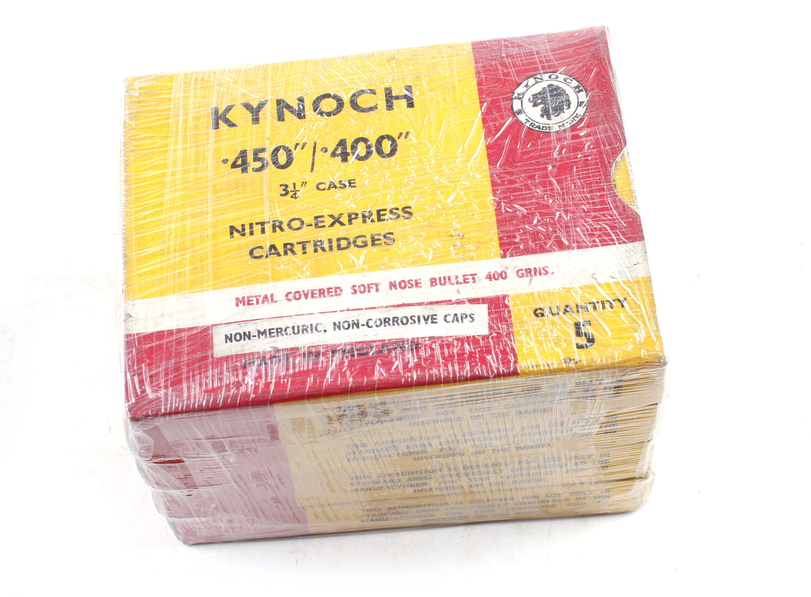 S1 20 x .450/400 Kynoch 3¼ ins nitro express rifle cartridges Purchasers Note: Section 1 licence