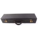 Black leatherette gun case, green baize lined fitted interior,