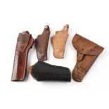 Five various leather holsters