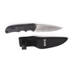 Buck survival knife, 4¼ ins single edged blade, black rubber grips, in canvas sheath
