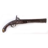 S58 19th C. Percussion holster pistol, 10½ ins octagonal barrel with swamped muzzle inset with