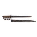 US 1918 reproduction fighting knife, 12 ins double edged blade, brass 'knuckle duster' grips,